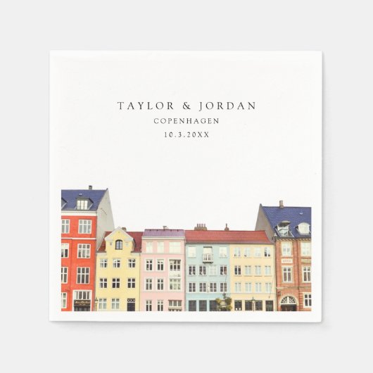 Kopenhagen Bruiloft Custom Papier Cocktail Servet (Voorkant)