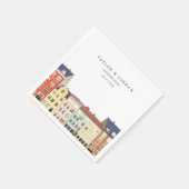 Kopenhagen Bruiloft Custom Papier Cocktail Servet (Hoek)