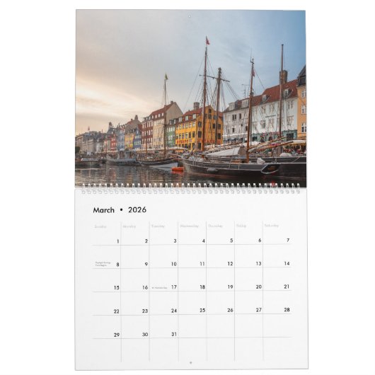 Kopenhagen Denemarken 2026 Kalender (Mar 2026)