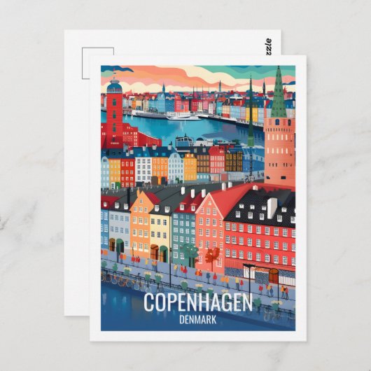 Kopenhagen Denemarken Beroemde reisplaats Briefkaart (Voorkant / Achterkant)