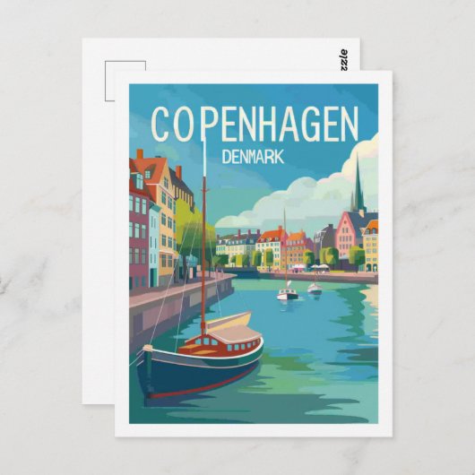 Kopenhagen Denemarken  Beroemde Reisplaats Briefkaart (Voorkant / Achterkant)
