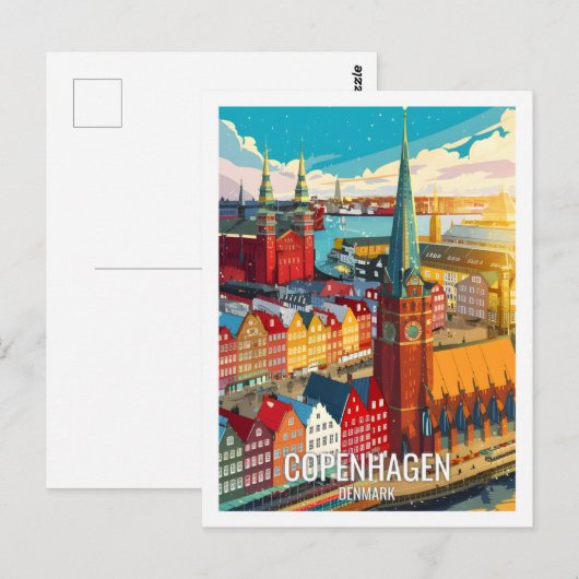 Kopenhagen Denemarken Beroemde reisplaats Briefkaart (Voorkant / Achterkant)