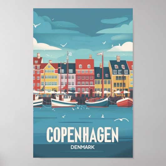 Kopenhagen Denemarken  Beroemde Reisplaats Poster (Voorkant)