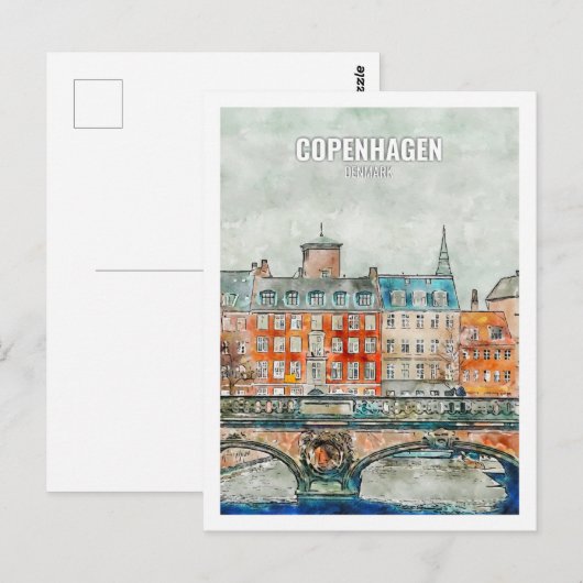 Kopenhagen Denemarken Beroemde Reisplaats Waterver Briefkaart (Voorkant / Achterkant)