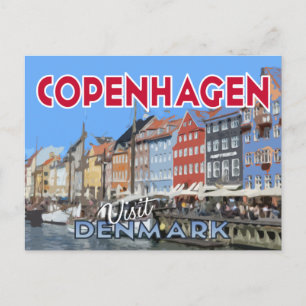 Kopenhagen, Denemarken, briefkaart van serie Bezoe