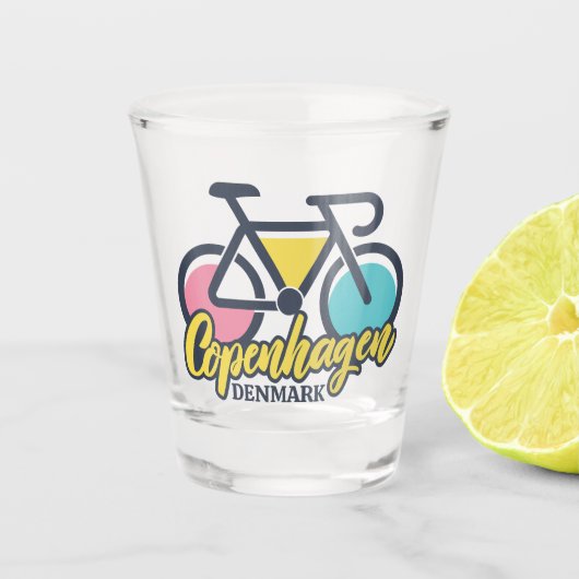 Kopenhagen Denemarken Fietsen Shot Glas (Voorkant)