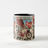  Kopenhagen Denemarken fietsgeschenken Tweekleurige Koffiemok (Center)