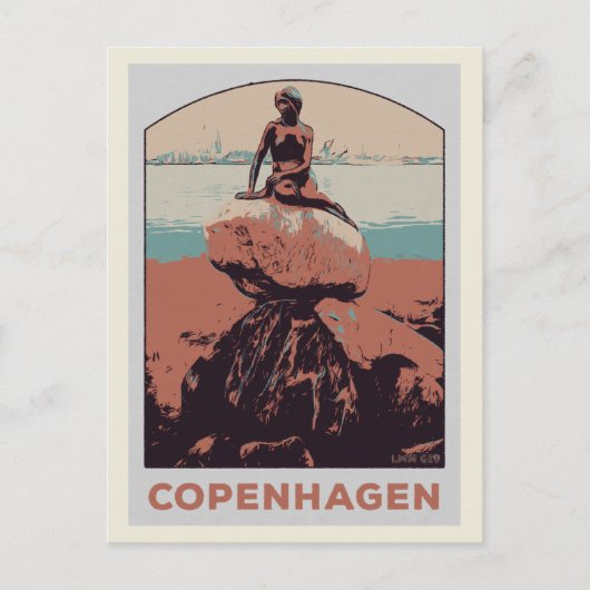 Kopenhagen Denemarken, het kleine Zeemeerminnende  Briefkaart (Voorkant)