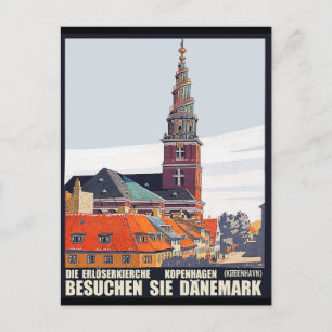 Kopenhagen, Denemarken. Huizen in het centrum en k Briefkaart
