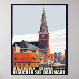 Kopenhagen, Denemarken. Huizen in het centrum en k Poster