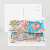 Kopenhagen Denemarken Illustratieve kaart met hoof (Voorkant / Achterkant)