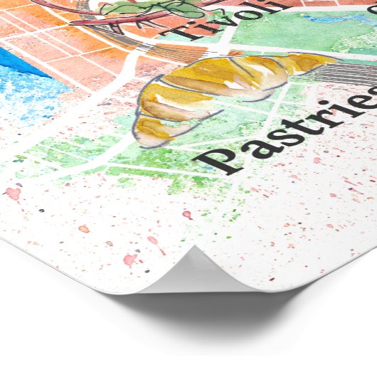 Kopenhagen Denemarken Illustratieve kaart met hoof Poster (Hoek)