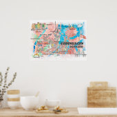 Kopenhagen Denemarken Illustratieve kaart met hoof Poster (Keuken)