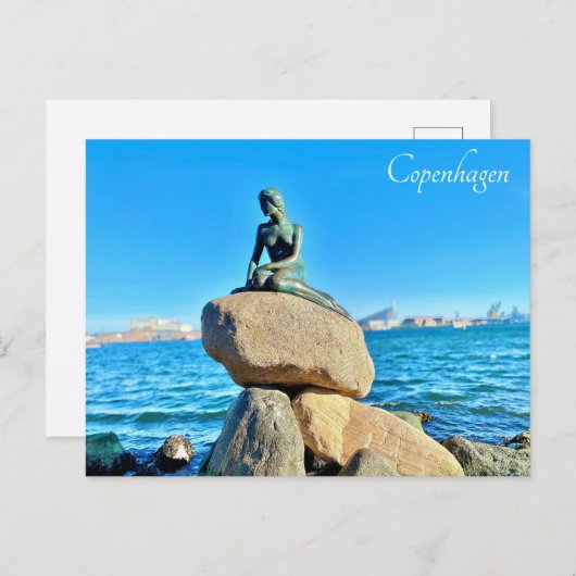 Kopenhagen Denemarken Kleine Zeemeermin Standbeeld Briefkaart (Voorkant / Achterkant)