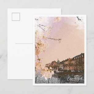 Kopenhagen Denemarken Kleurpotlood Stadslandschap Briefkaart