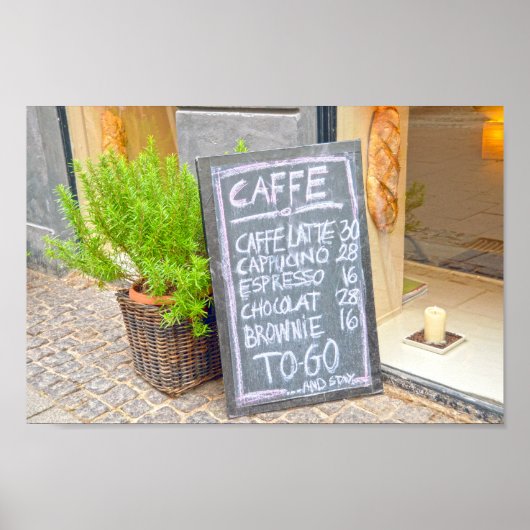 Kopenhagen, Denemarken, Koffiewinkelbord Poster (Voorkant)