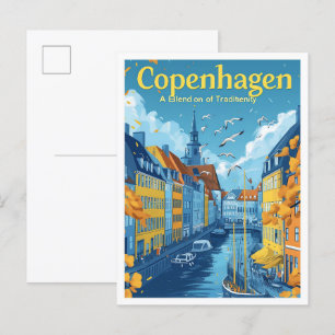Kopenhagen Denemarken  Kunst Reizen Illustratie Briefkaart