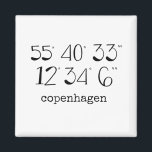 Kopenhagen Denemarken Magneet<br><div class="desc">kopenhagen ,  coördinaten ,  breedtegraad ,  lengtegraad ,  reizen ,  denemarken ,  cadeau voor reizigers ,  cadeau voor nieuw thuis</div>
