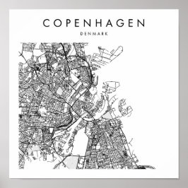 Kopenhagen Denemarken Minimale Modern Street Map Poster