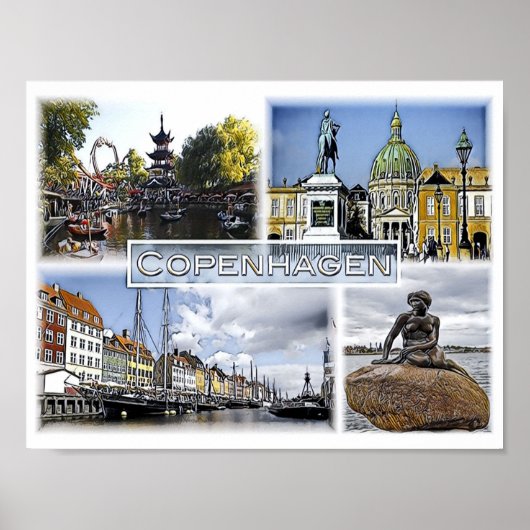 Kopenhagen - Denemarken - Mozaïek - Poster (Voorkant)
