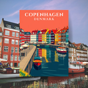 Kopenhagen Denemarken Nyhavn Canal Europe Travel Briefkaart