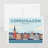 Kopenhagen Denemarken Nyhavn Waterfront Pastelreis Briefkaart (Voorkant / Achterkant)