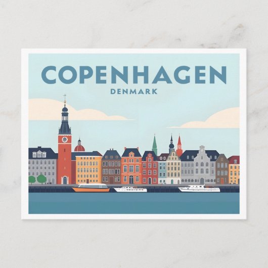 Kopenhagen Denemarken Nyhavn Waterfront Pastelreis Briefkaart (Voorkant)