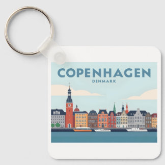 Kopenhagen Denemarken Nyhavn Waterfront Pastelreis Sleutelhanger