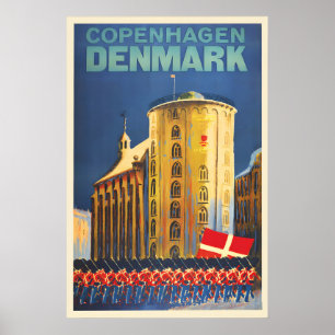 Kopenhagen Denemarken Reiseposter Vintage Muurkuns Poster
