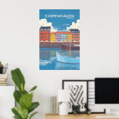 Kopenhagen Denemarken Reisposter Poster (Thuiskantoor)