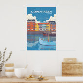 Kopenhagen Denemarken Reisposter Poster (Keuken)