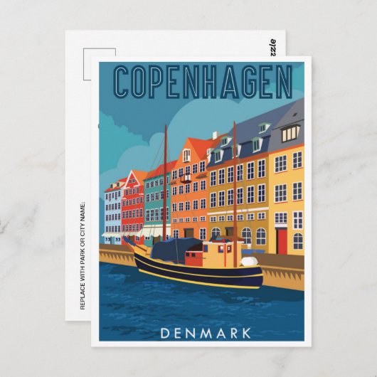 Kopenhagen Denemarken Reizen  stad Europa Briefkaart (Voorkant / Achterkant)