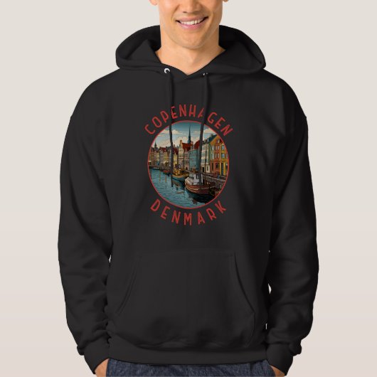 Kopenhagen Denemarken Retro Noodcirkel Hoodie (Voorkant)