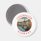 Kopenhagen Denemarken Retro Noodcirkel Magneet (Voorkant / Achterkant)