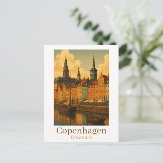 Kopenhagen Denemarken Retro Reizen Briefkaart (Staand voorkant)