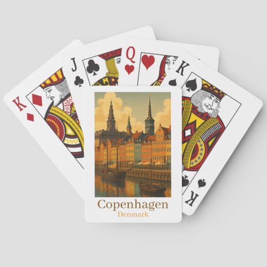 Kopenhagen Denemarken Retro Reizen Pokerkaarten (Achterkant)