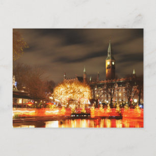 Kopenhagen, Denemarken 's nachts Briefkaart