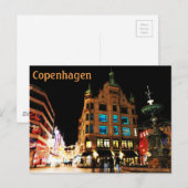 Kopenhagen, Denemarken 's nachts Briefkaart (Voorkant / Achterkant)