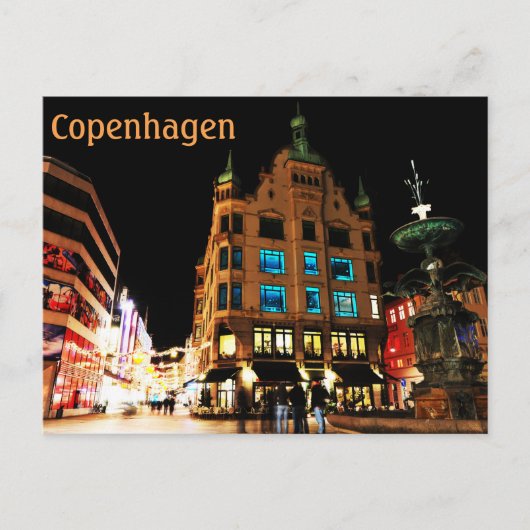 Kopenhagen, Denemarken 's nachts Briefkaart (Voorkant)