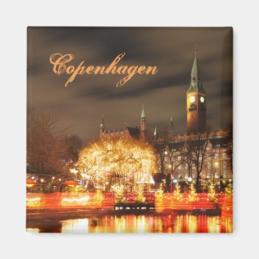 Kopenhagen, Denemarken 's nachts Magneet (Voorkant)