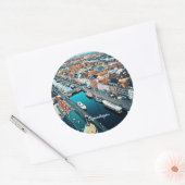 Kopenhagen, Denemarken schilderachtig uitzicht, Ronde Sticker (Envelop)