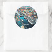 Kopenhagen, Denemarken schilderachtig uitzicht, Ronde Sticker (Tas)