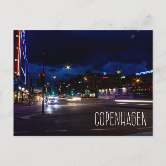 Kopenhagen Denemarken stad bij nacht briefkaart (Voorkant)