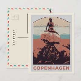 Kopenhagen Denemarken, The Little Mermaid standpos Briefkaart