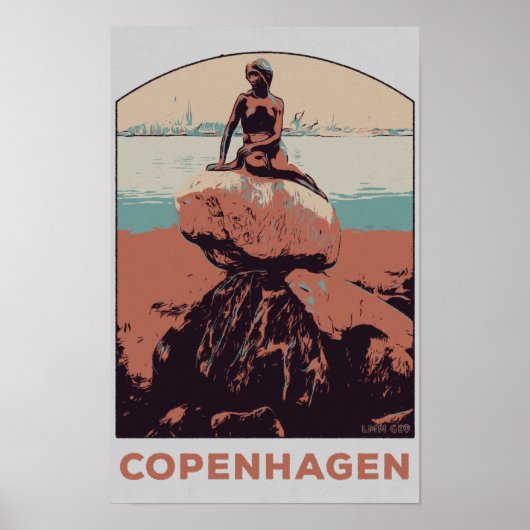Kopenhagen Denemarken, The Little Mermaid standpos Poster (Voorkant)