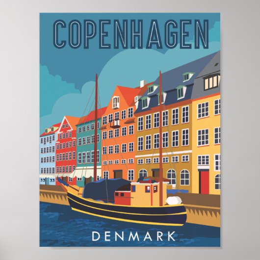 Kopenhagen Denemarken Travel Place Illustratie Poster (Voorkant)