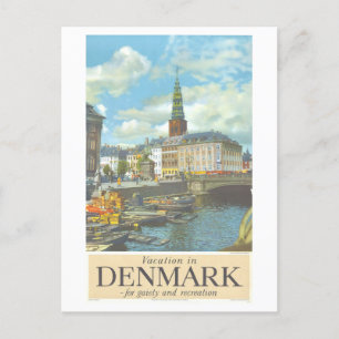  Kopenhagen Denemarken Travel Poster Briefkaart