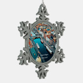 Kopenhagen, Denemarken uitzicht panoramiek Tin Sneeuwvlok Ornament (Links)