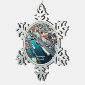 Kopenhagen, Denemarken uitzicht panoramiek Tin Sneeuwvlok Ornament (Rechts)