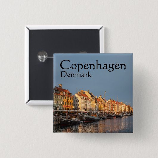 Kopenhagen Denemarken Vierkante Button 5,1 Cm (Voorkant /achterkant)